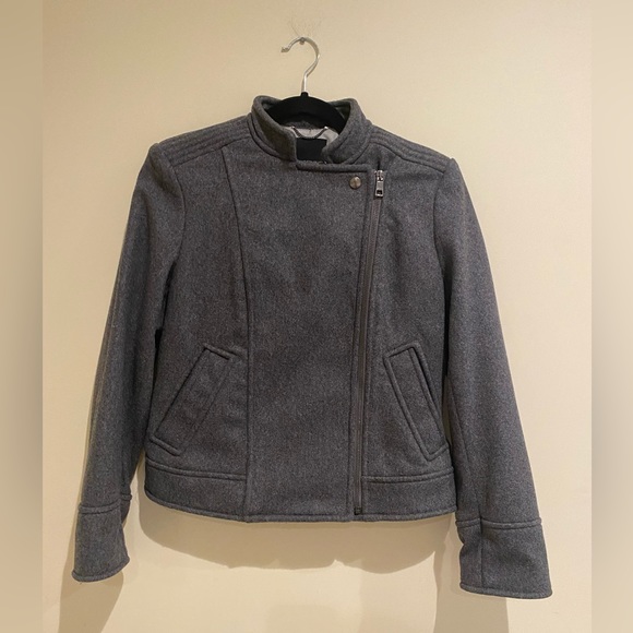 Banana Republic Italian Melton Moto Jacket Dark Charcoal Gray - Picture 3 of 12